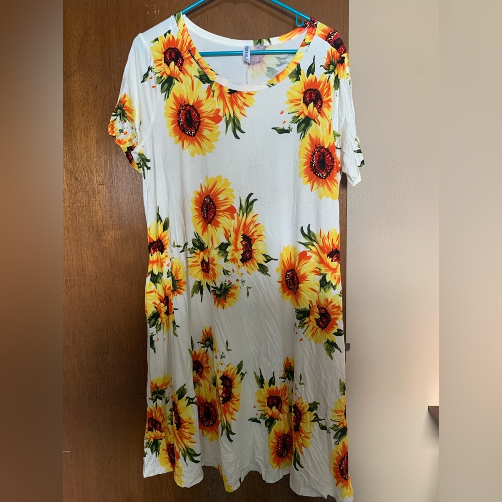 White sunflower dress